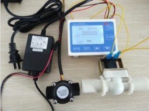 Medidor  flujo agua G1",digital monitor LCD,Valv.solenoide,temp+adaptador